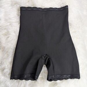 UnderWhere Luxury Collection Black High Waist Lace Trim Shapewear Shorts Size M